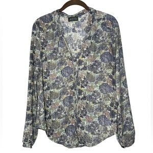 ASTR Women's Floral Blouse - Blue and Green